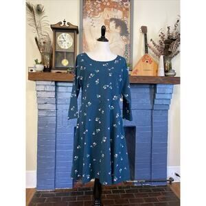 Old Navy Women's Midi Dress Size XL Floral Ditsy Boho Cottage A-Line Knit NEW